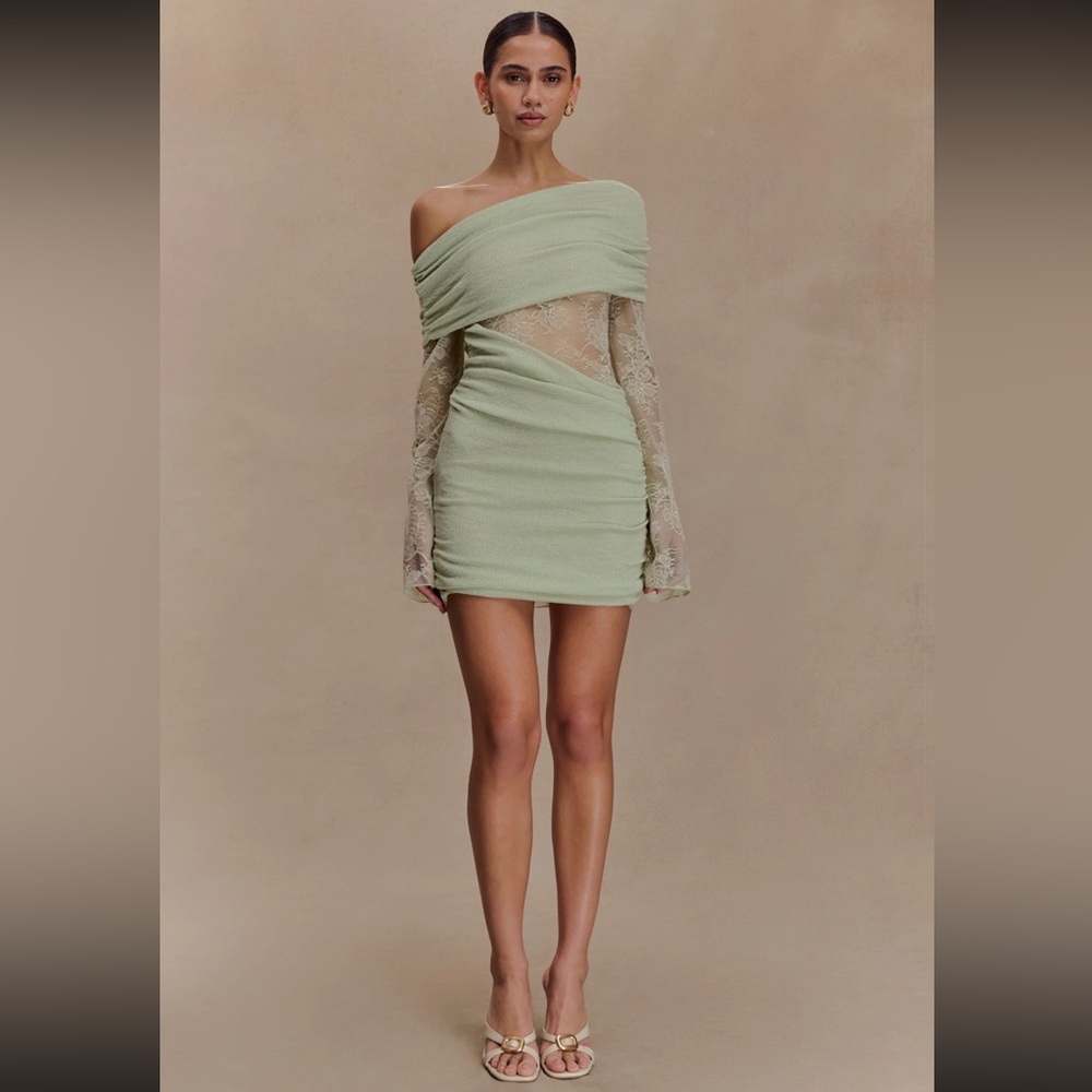 Meshki - NWT Luxie Lace Knit Mini Dress - Pastel Green